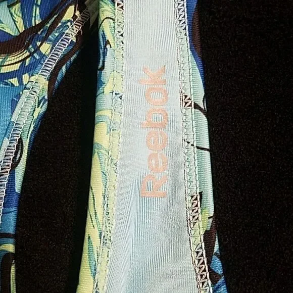 REEBOK WOMEN'S BLUE PAINT SWIRL RACERBACK SPORTS BRA, SIZE MEDIUM - Picture 2 of 5